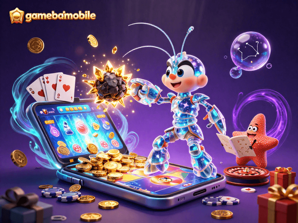 Experience the excitement at gamebaimobile with this dynamic casino-themed illustration.
