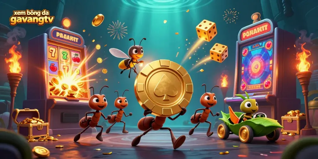 Watch xem bóng đá gavangtv as ants successfully execute a colorful casino heist scene.