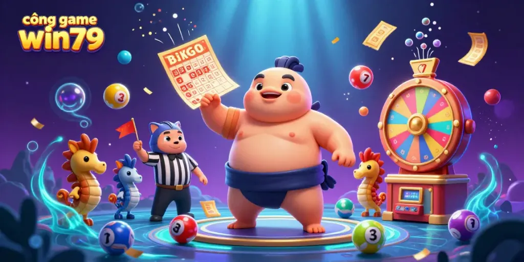 Experience excitement at cổng game win79 with a colorful underwater gaming scene filled with lottery-themed elements.