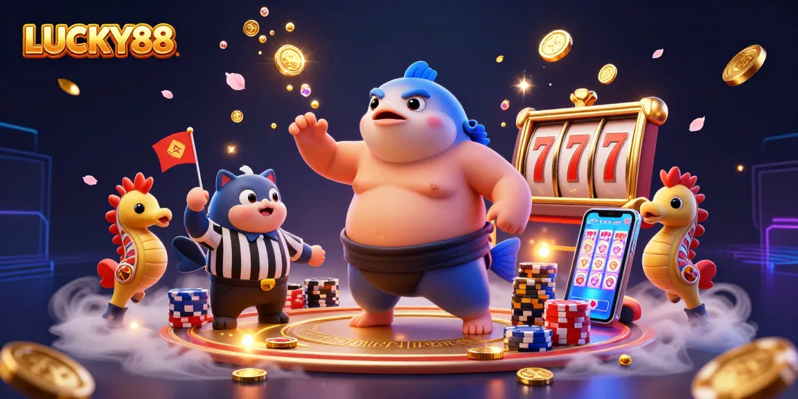 Spin the reels of LUCKY88 in an underwater casino scene, featuring dynamic slot symbols and game elements.