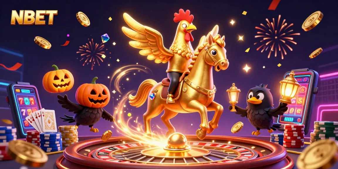 Play thrilling games at NBET while enjoying vibrant 3D casino action with golden rooster theme.
