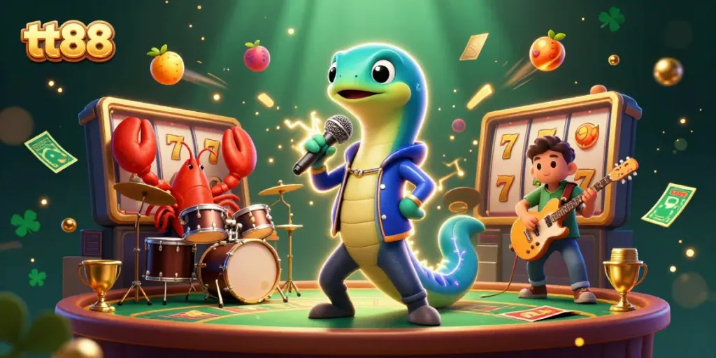 Experience vibrant casino magic with tt88 featuring a DJ electric eel and ocean friends.