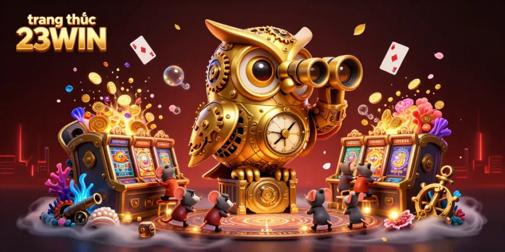 Experience the excitement of trang chủ 23WIN with vibrant casino elements and gold-filled treasures.