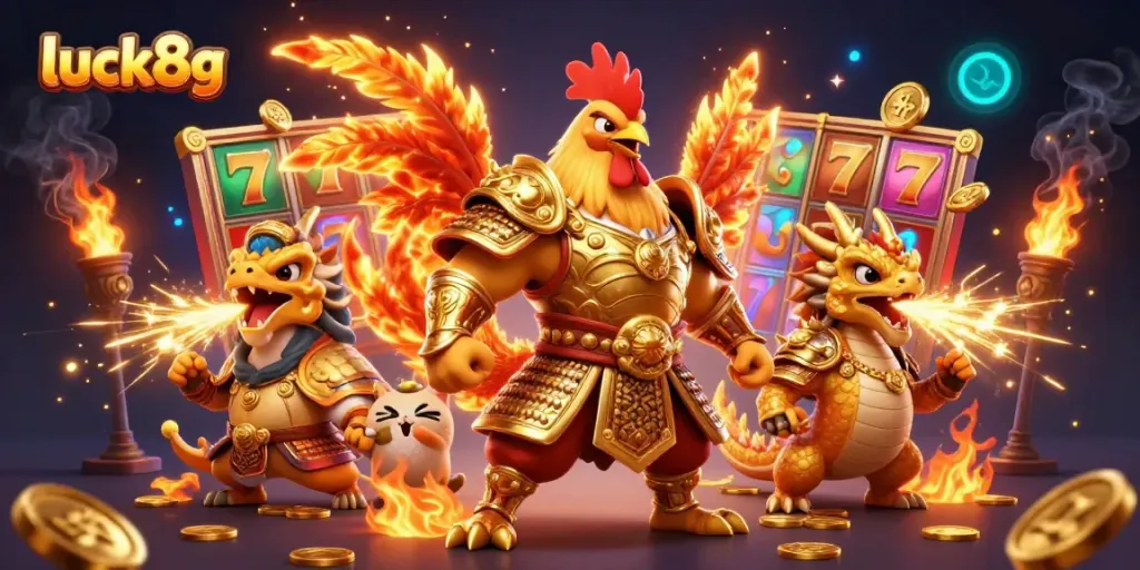Experience thrilling online gaming with luck8g featuring dynamic 3D characters and vibrant casino elements.