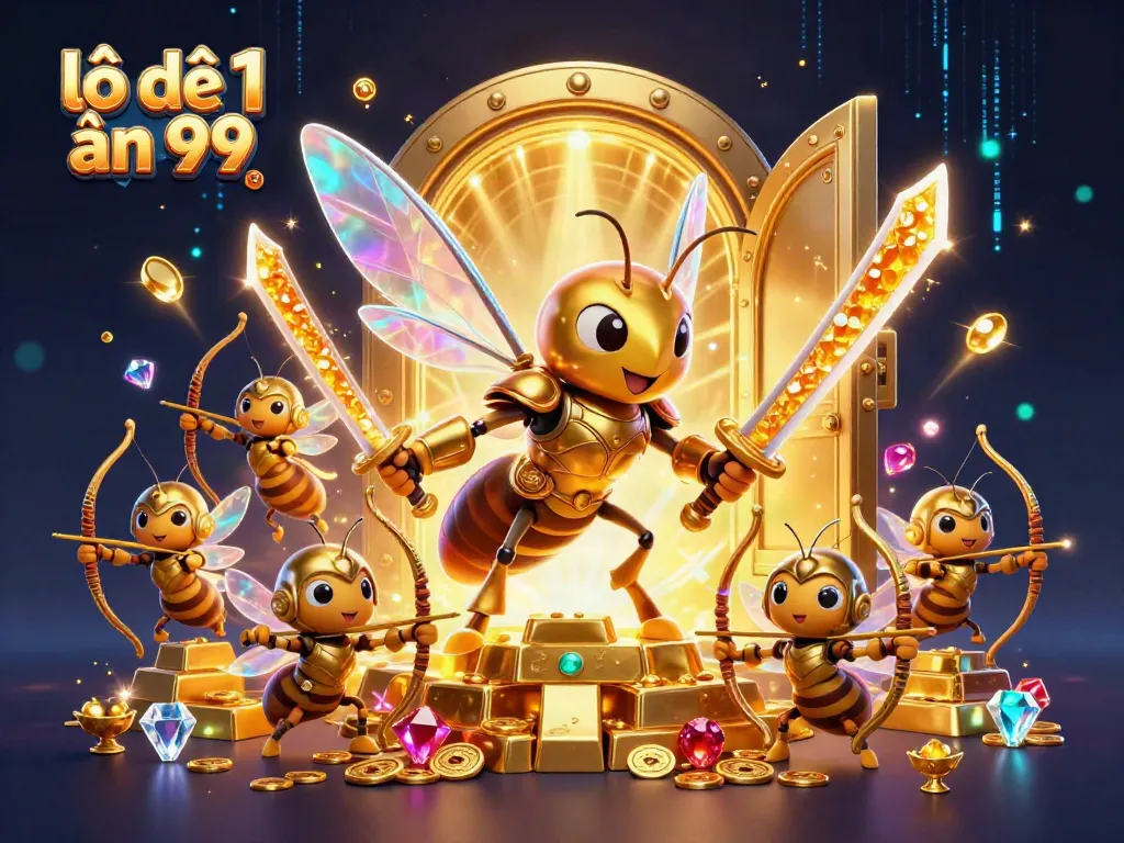 Engage with the lô đề 1 ăn 99 gaming scene featuring dynamic characters and vibrant treasure elements.