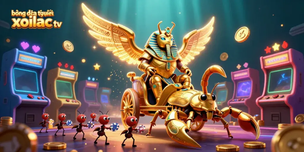 Bóng đá trực tuyến xoilac tv highlights thrilling sports betting with vibrant 3D illustration