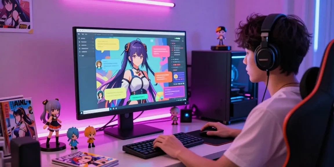 Engaging AI chat hentai interaction in a vibrant digital space with anime character chatbot.