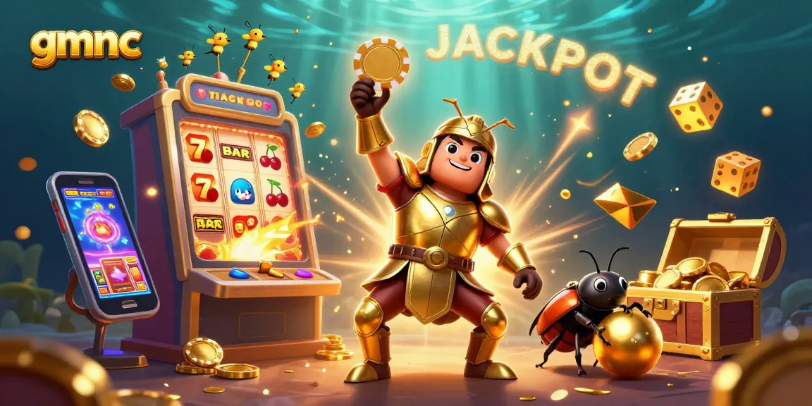 Experience the excitement of gmnc as a hercules beetle triumphantly lifts a poker chip amid a jackpot explosion.