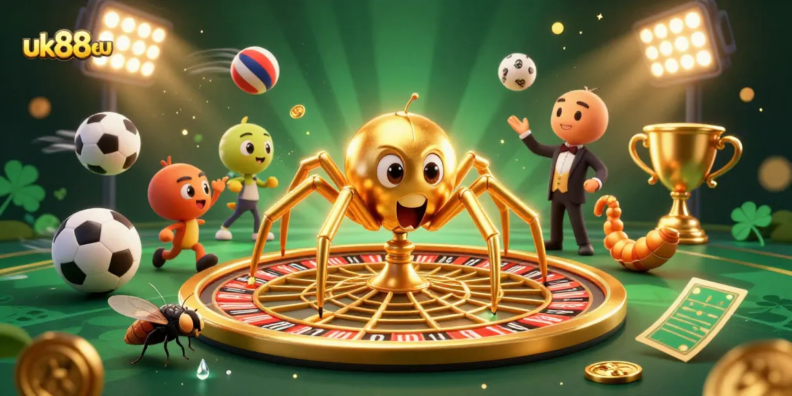 Experience thrilling bets at uk88eu with a dynamic roulette wheel, sports balls, and sparkling elements.