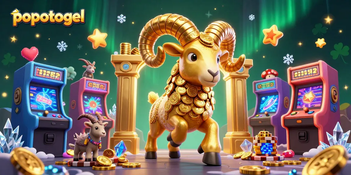 Engage in thrilling popotogel experiences with vibrant slot machines, gold coins, and celebrating characters.