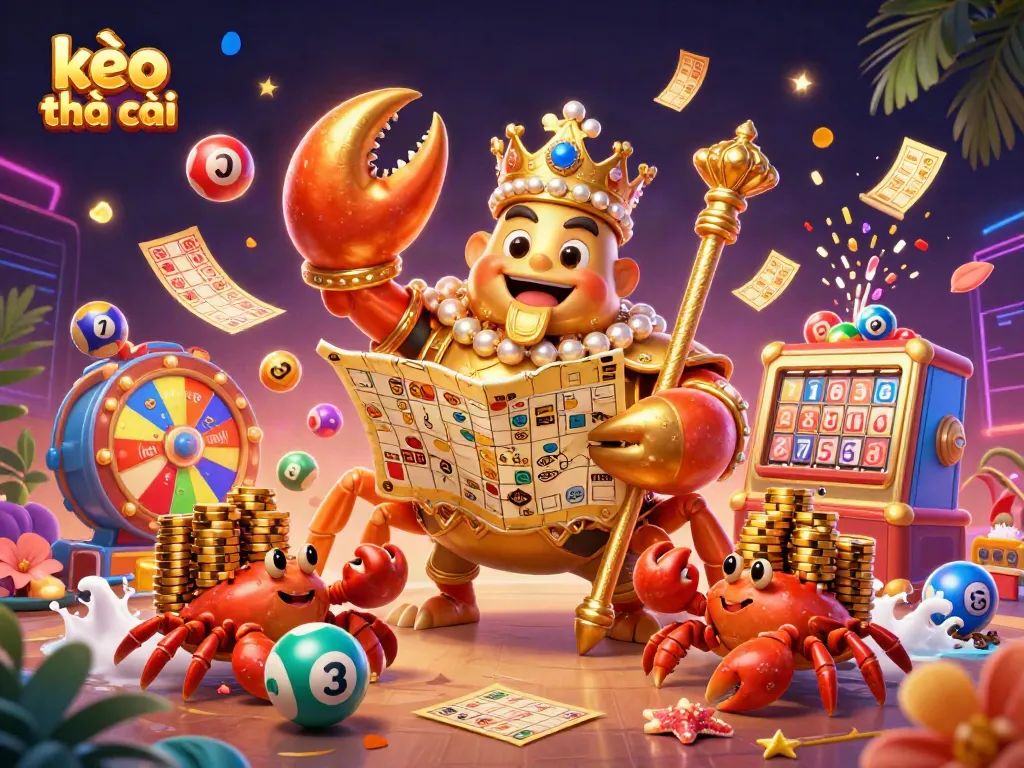 Engage with kèo nhà cái as the majestic crab emperor guides you through a thrilling world of colorful lottery elements and gaming excitement.