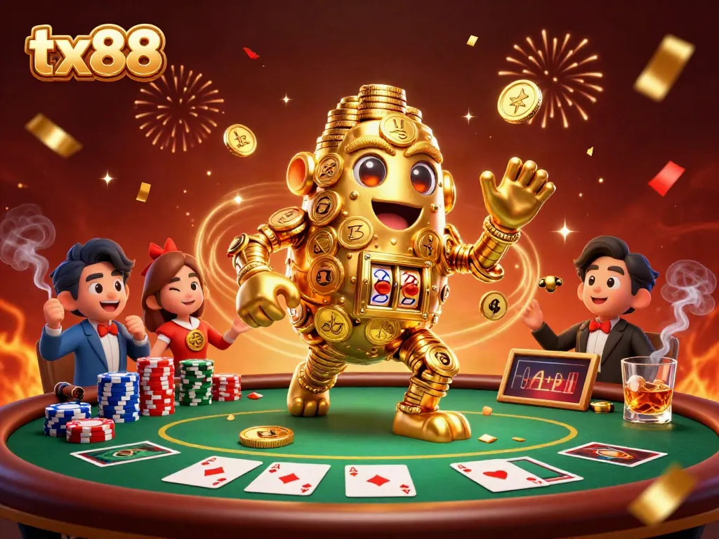 Engage in thrilling gameplay at tx88 with vibrant casino elements in this dynamic illustration.