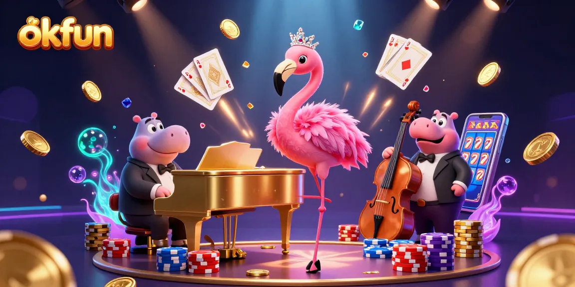 Spin and win big with okfun's vibrant casino scene showcasing dynamic gaming elements.