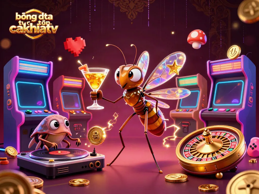 Engage in bóng đá trực tuyến cakhiatv with a vibrant 3D cartoon casino illustration showcasing dynamic game elements.