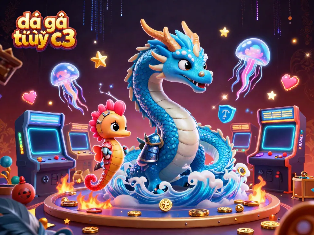 Engage in the thrilling world of đá gà trực tiếp c3 with vibrant dragon and knight illustration.