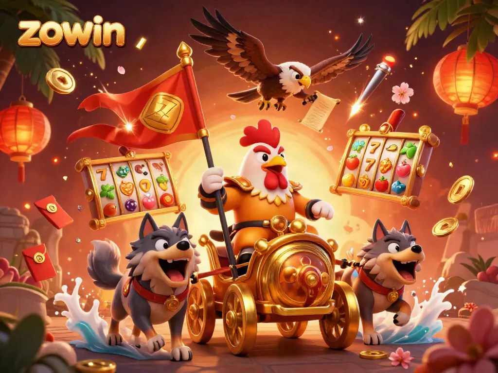 Zowin offers an engaging casino experience with dynamic slot scenes and characters thriving in colorful gameplay.