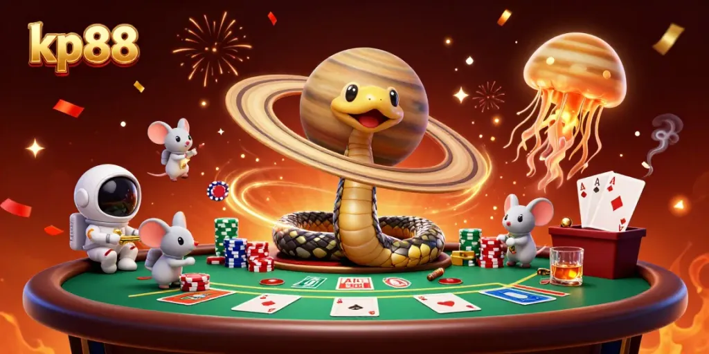 Engage in thrilling bets at kp88 casino with astronaut mice and cosmic dealer action.