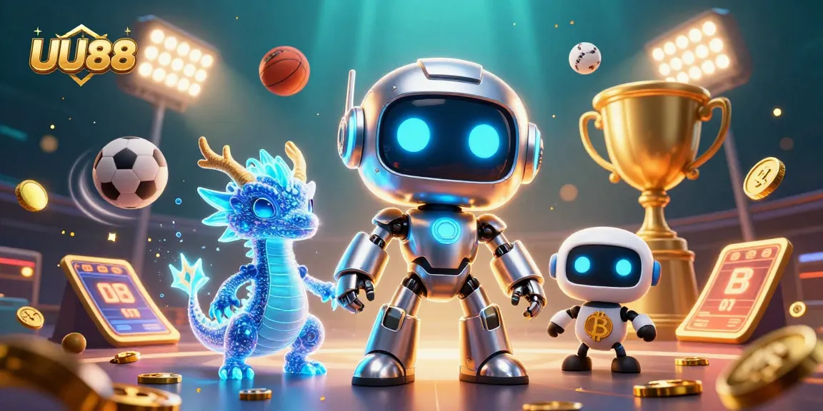 Engage with UU88's dynamic betting world through a vibrant 3D casino illustration.
