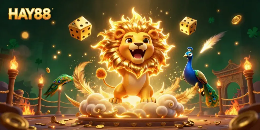 Engage with the vibrant casino experience at HAY88 with dynamic 3D elements and characters.