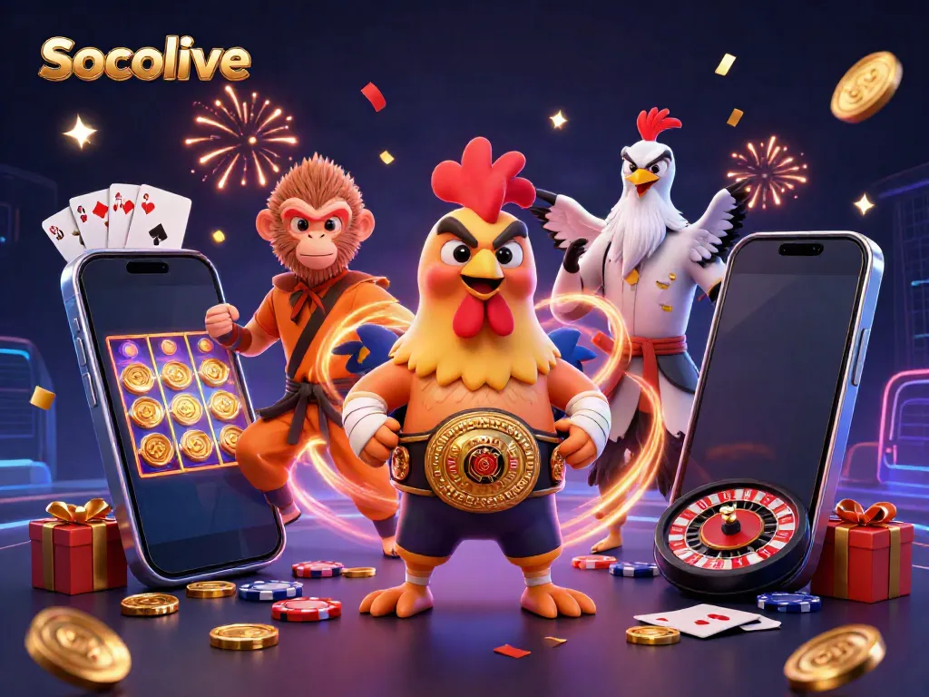 Experience dynamic betting action with Socolive featuring vibrant characters and engaging game elements.