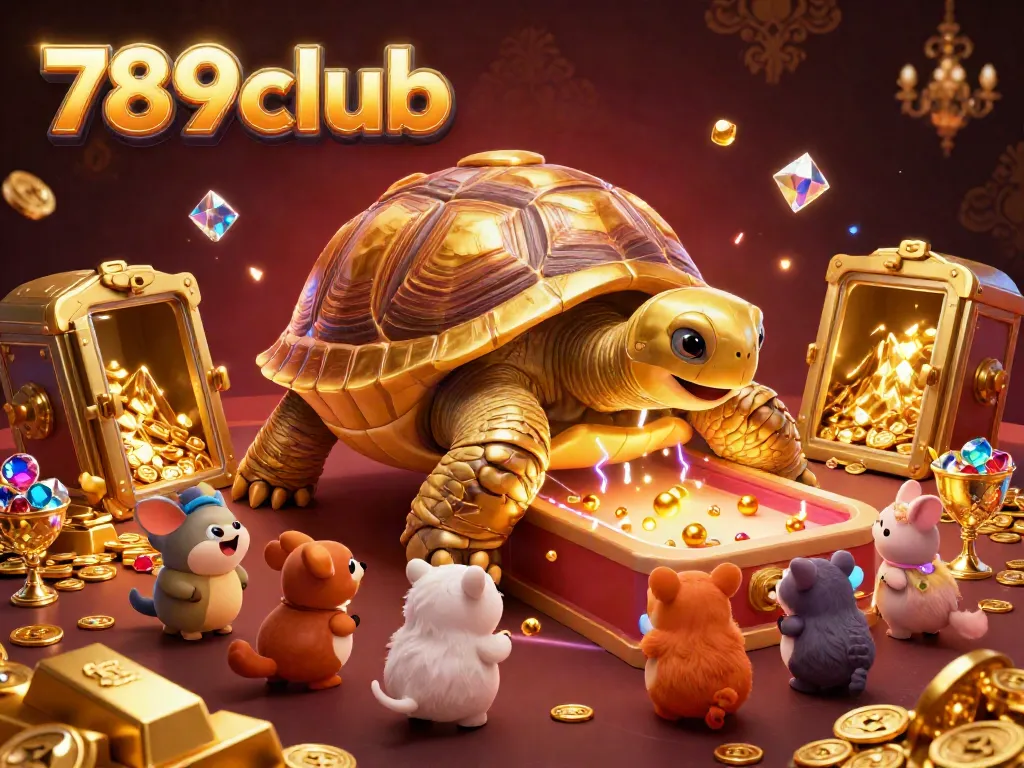 Experience thrilling gameplay at 789club with a vibrant pinball-themed tortoise and treasure elements.