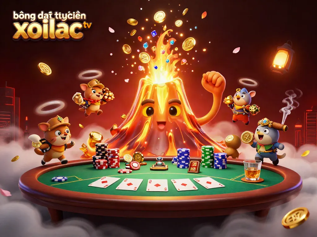 Experience exciting football online with bóng đá trực tuyến xoilac tv featuring a dynamic 3D scene packed with casino elements.