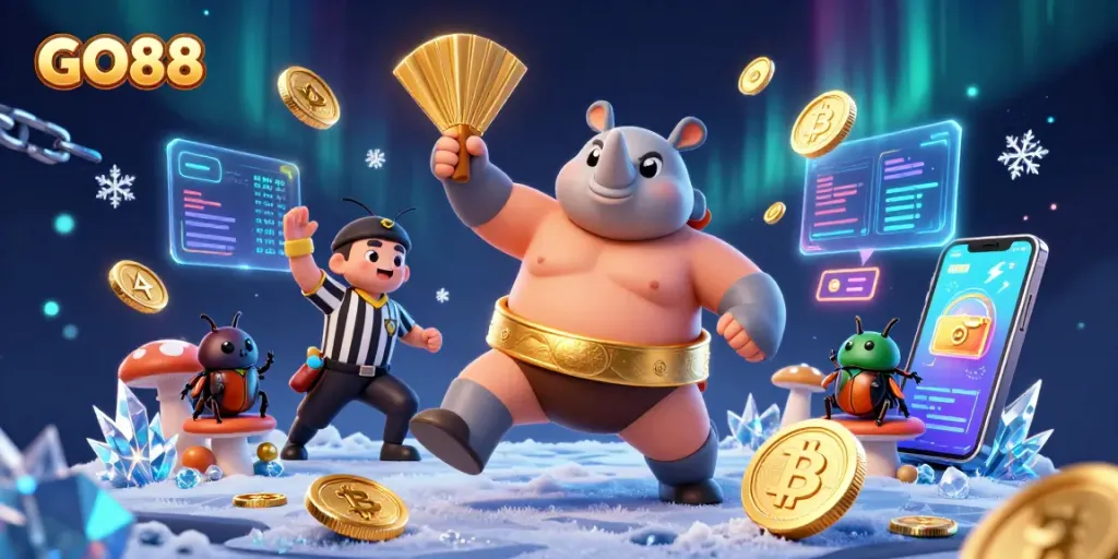 Experience the excitement of GO88 with stunning visual elements of casino gaming in a vibrant scene.