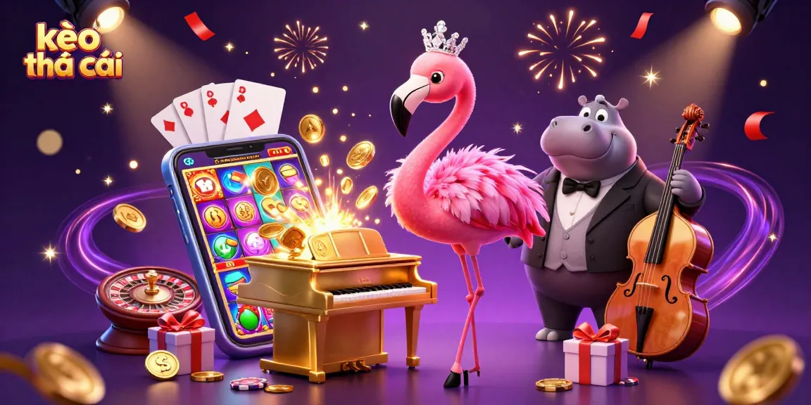 Experience kèo nhà cái excitement with lively characters, showcasing captivating casino gaming elements.