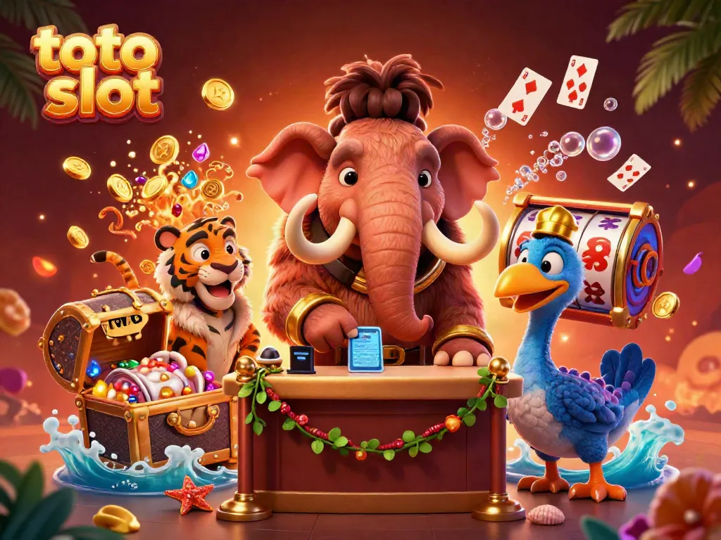 Experience the excitement of toto slot with vibrant characters and dynamic game elements in a rich casino setting.