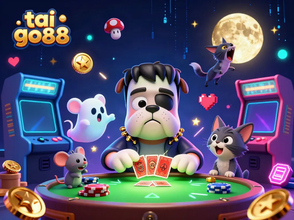 Experience explosive fun with tai go88 as a bulldog dealer navigates a vibrant gaming scene.