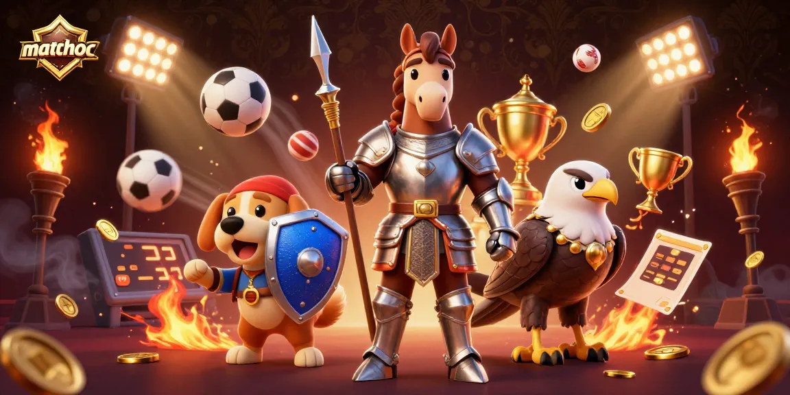 Experience matchuoc's thrilling scene as medieval knights and squire puppies engage in dynamic sports betting.