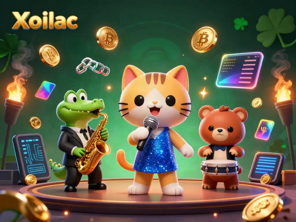 Xoilac offers an exciting 3D casino experience with vibrant characters and crypto elements in a bustling scene.