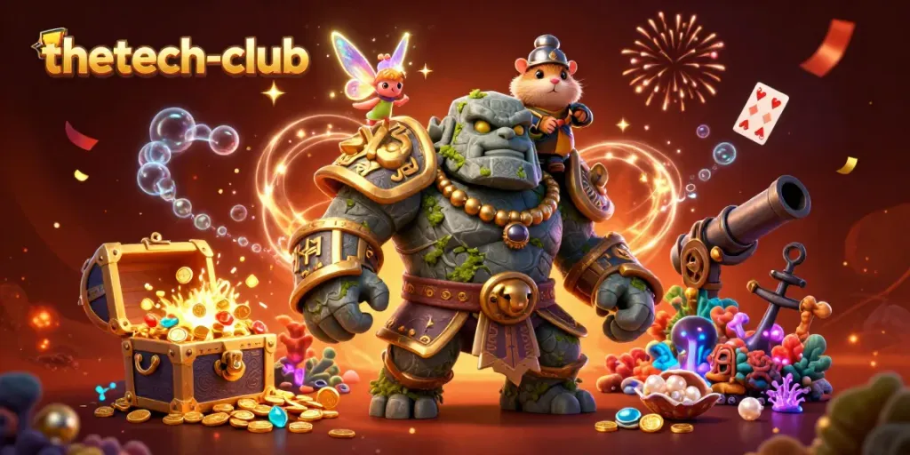 Exciting golem guardian scene from thetech-club animation, showcasing magical elements