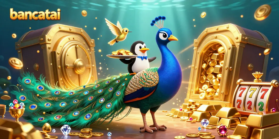 bancatai offers exciting slots with vivid characters like a peacock and penguin winning golden chips.