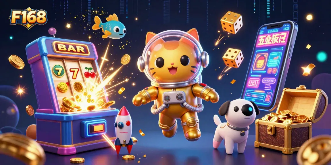 Join the thrilling gaming world of F168 with an astronaut cat, robot dog, and dazzling jackpot excitement!