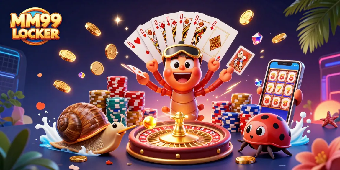 Experience the excitement of MM99 LOCKER with a vibrant, animated casino scene featuring a unique dealer and game elements.