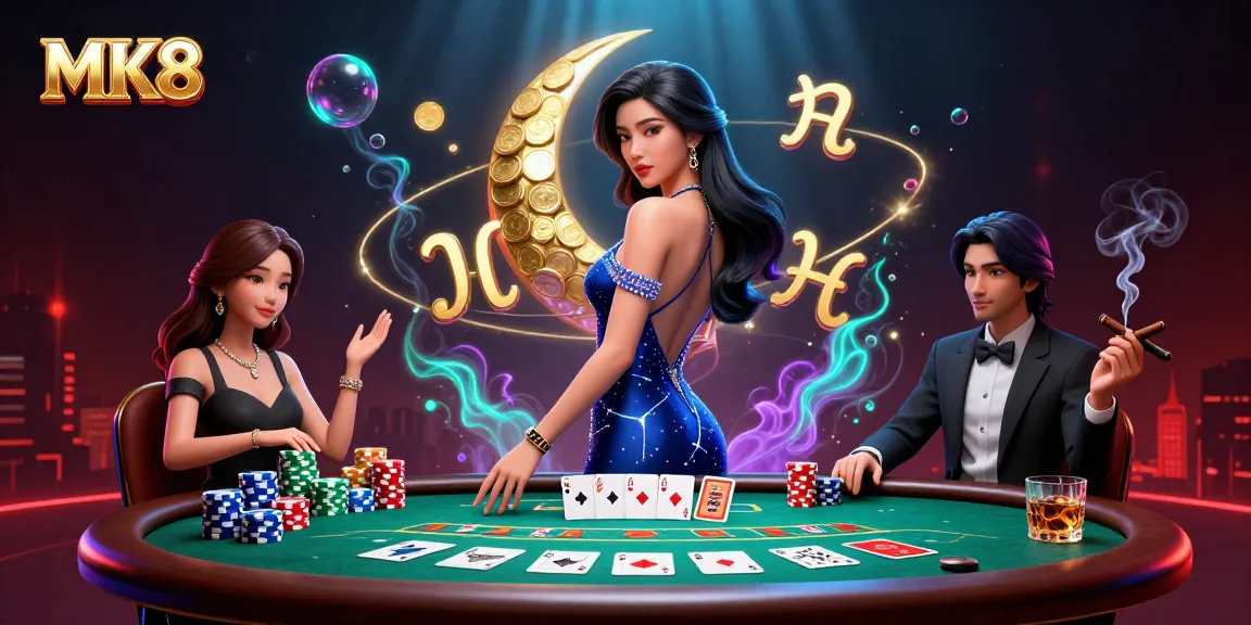 Engage in thrilling MK8 gaming experiences with a luxurious Asian woman in a dynamic casino setting.