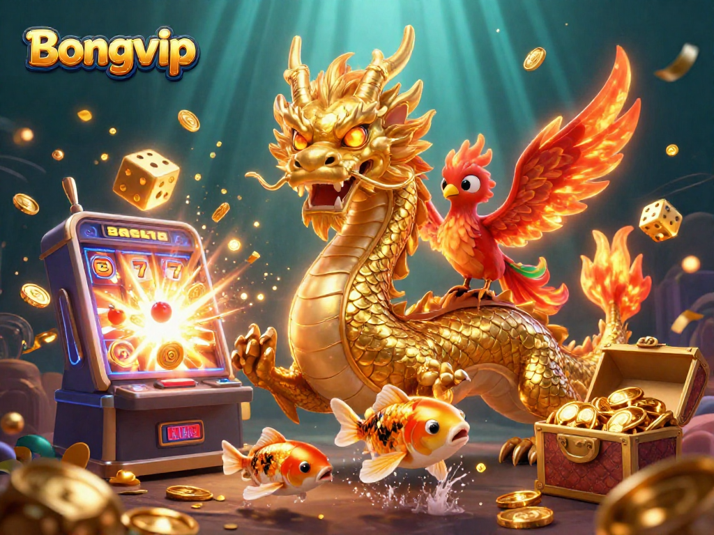 Experience exciting wins at Bongvip with vibrant casino elements and magical creatures.