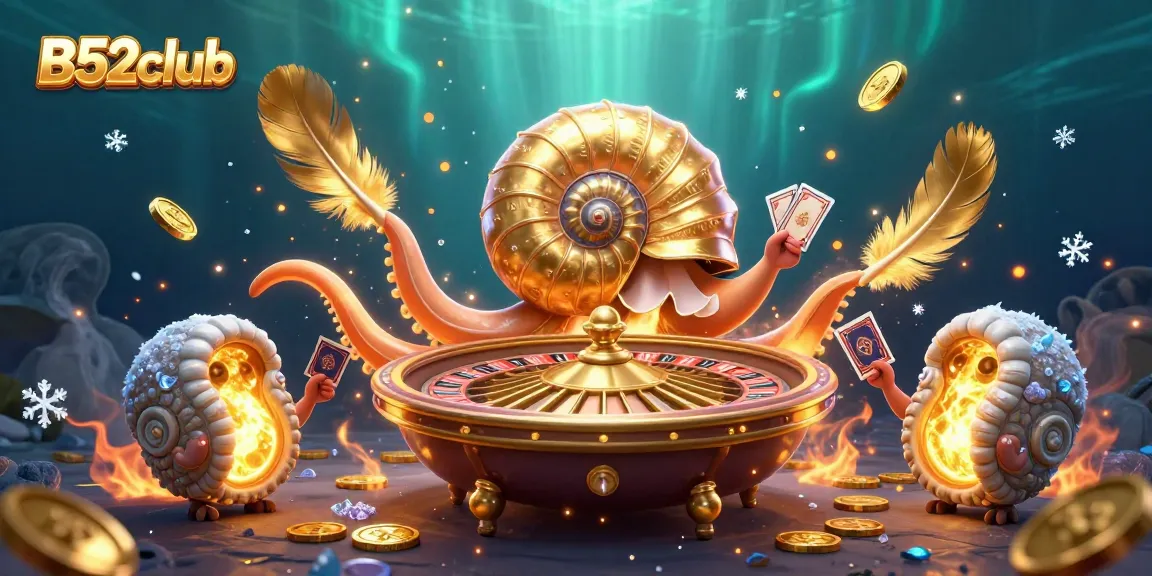 Engage with B52club's dynamic casino-themed illustration showcasing expert gameplay and vibrant elements.