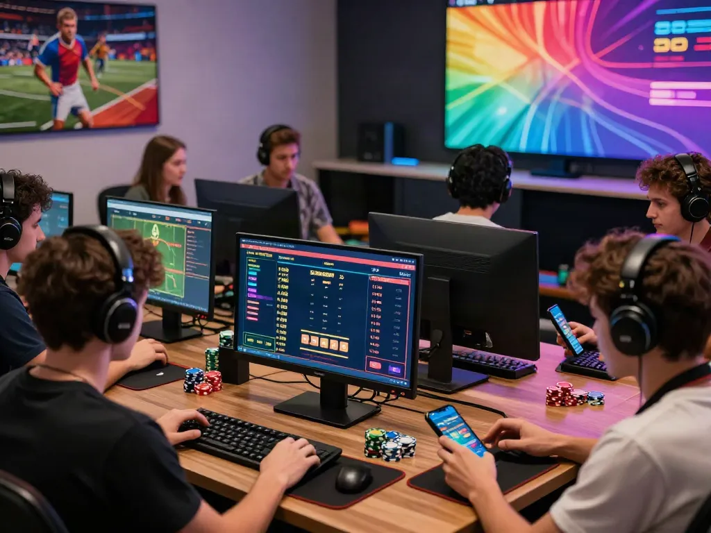 Exciting online gaming scene at https://vin88.team/ with players engaged in sports and casino betting.