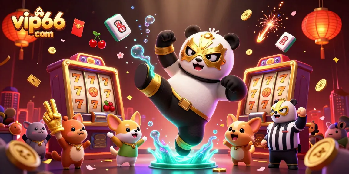 Experience big wins at vip66 com with vibrant slots and animated characters in a dynamic casino scene.