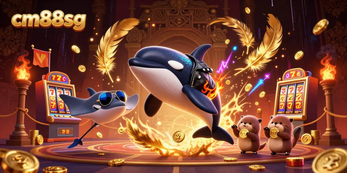 Engage in thrilling wins with cm88sg, featuring cartoon characters amidst a dynamic casino scene.