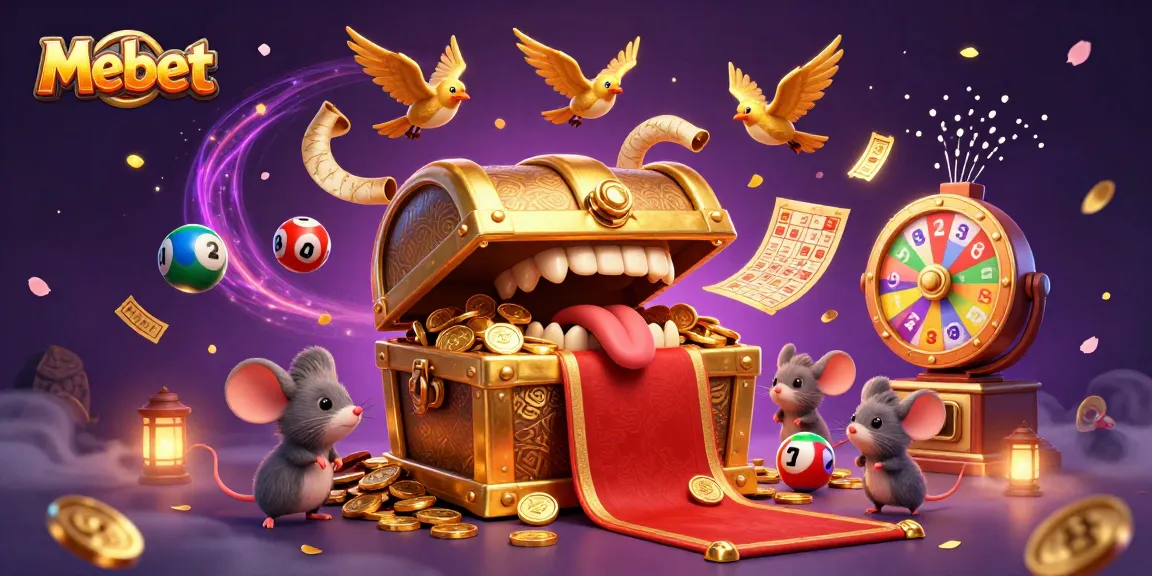 Mebet takes center stage, attracting adventure with a treasure chest and colorful lottery elements.