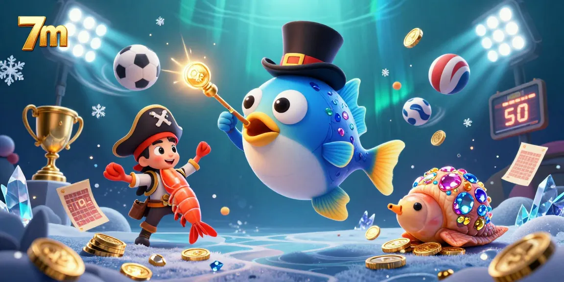 Engage with thrilling sports betting action featuring 7m elements like dynamic 3D sports balls and a glowing trophy.