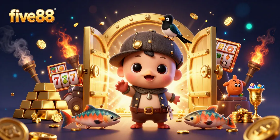Engage with five88 casino magic featuring playful character scene and slot games.