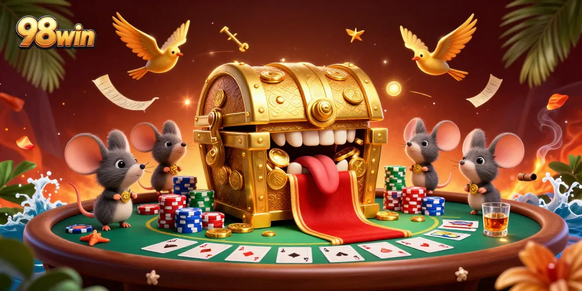 Experience the dynamic excitement of 98win's treasure-filled casino adventure with interactive games.