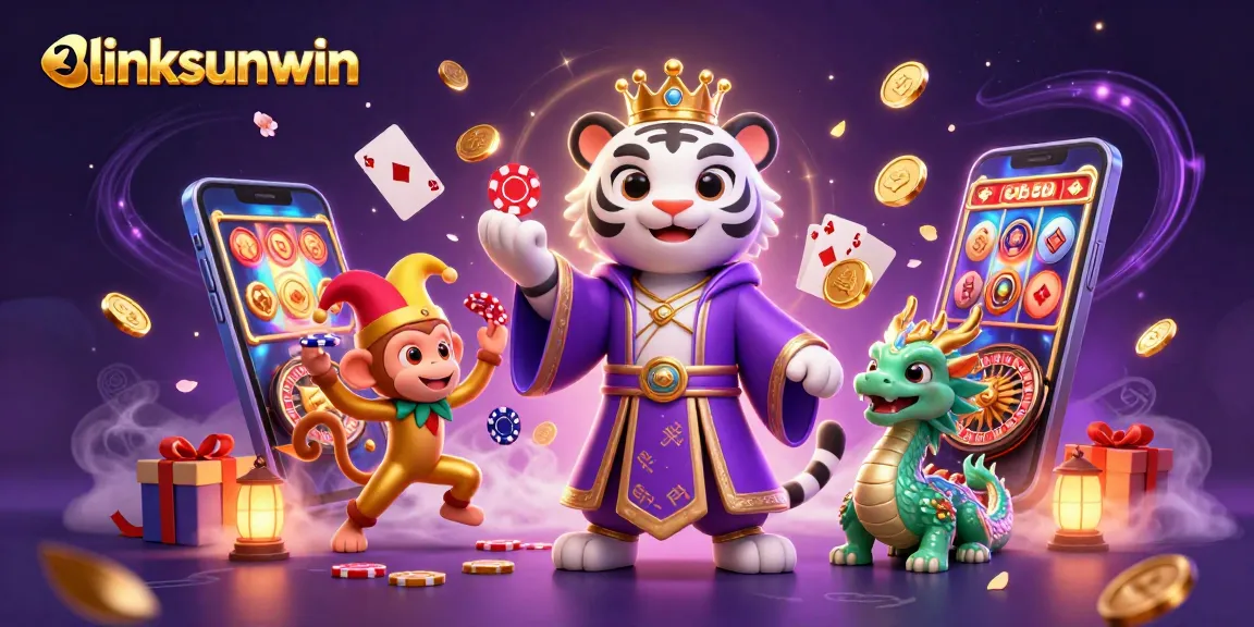 Engaging linksunwin scene with a tiger, monkey, and dragon highlighting vibrant casino action.