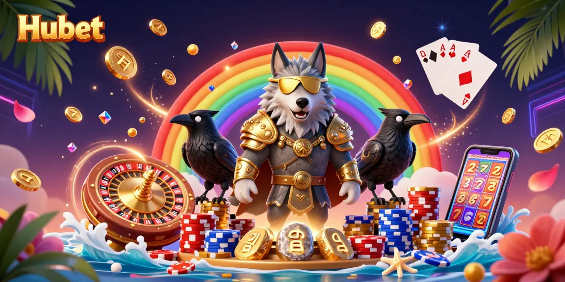Experience gaming excitement with Hubet’s vibrant casino scene, featuring dazzling characters and interactive elements.