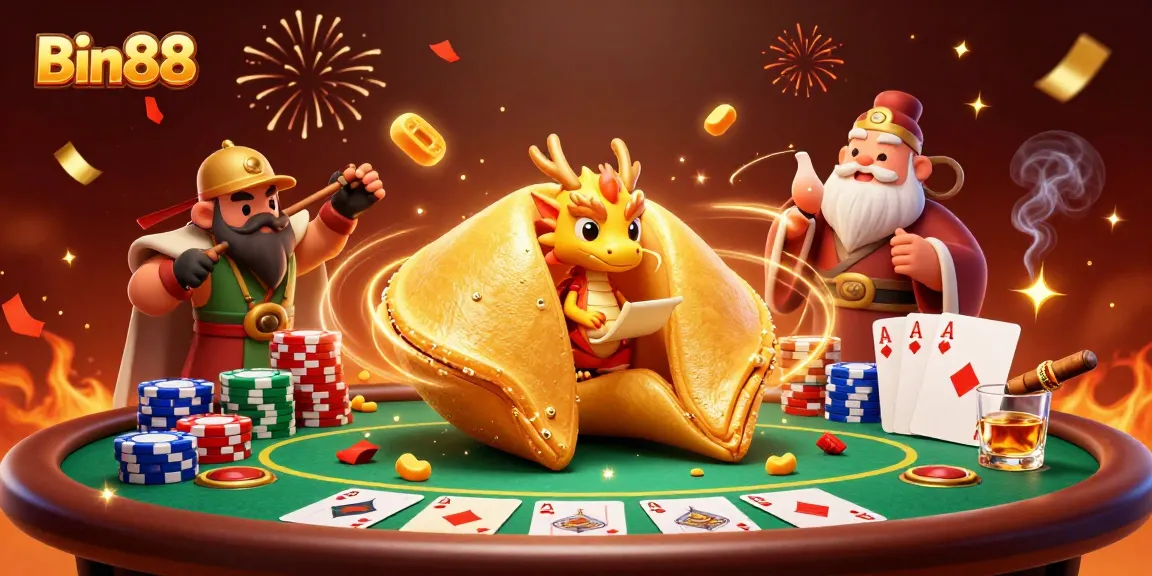 Engage in thrilling gameplay with Bin88 at this vibrant online casino illustration featuring poker elements.
