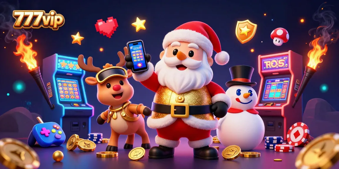 Engage in exciting jackpots with 777vip as Santa Claus leads the casino adventure.